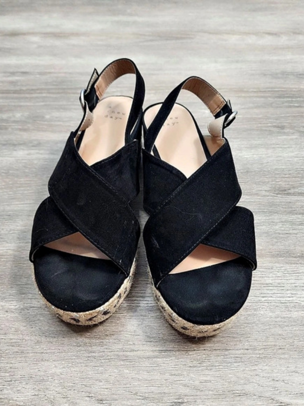 A New Day Black Wedge Sandals